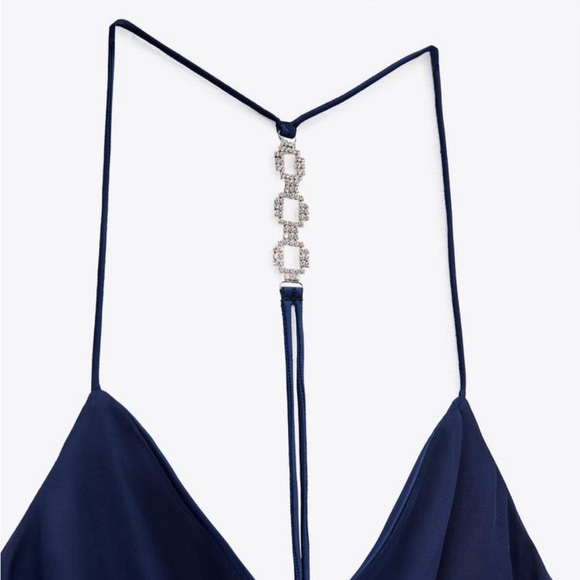 Jewel strap navy slip dress - Picture 4 of 6
